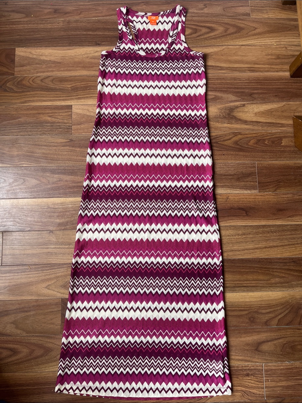 Joe Fresh Magenta Purple White Zigzag Tank Maxi Dress Beach Summer Women Small